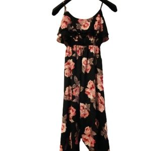 Floral Smocked Spaghetti Strap Dress with Assymetrical Hem can fit XS-S